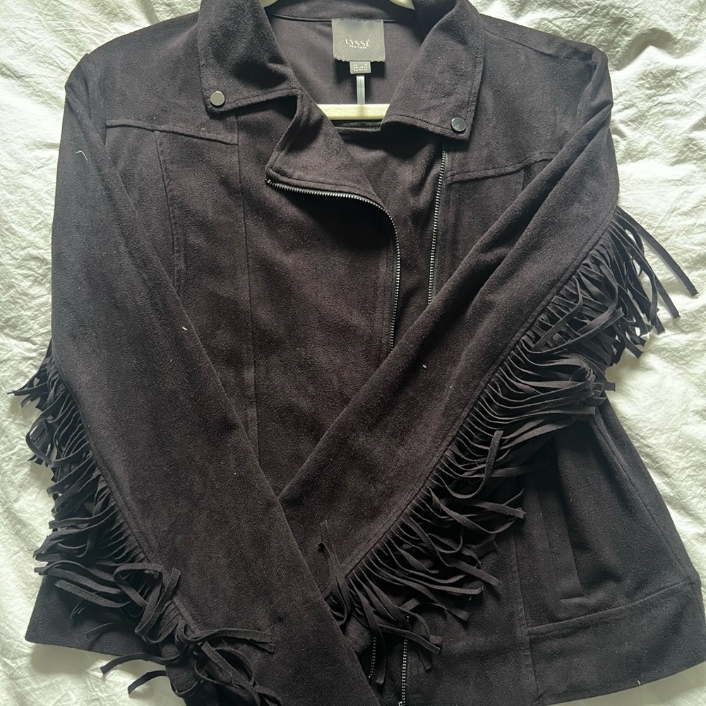 Vero Moda Black Fringe Leather Jacket